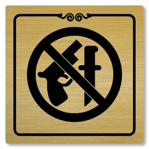 Zákaz vstupu se zbraní, 100x100mm, zlatá, Texas